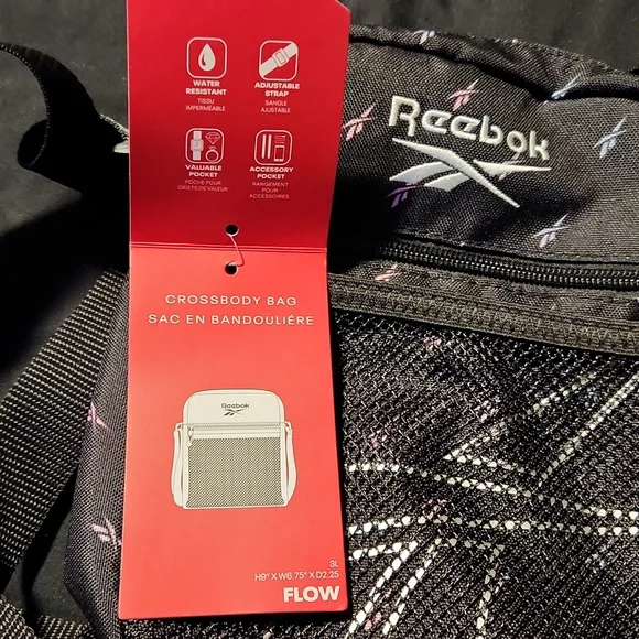 Reebok Crossbody Bag Black with Pink and Blue Logos Brand New with Tags - Picture 4 of 5
